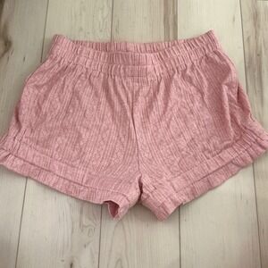 Lulus Pink Pointelle Knit Lounge Shorts Small Elastic Waist Lettuce Edge‎ Pajama